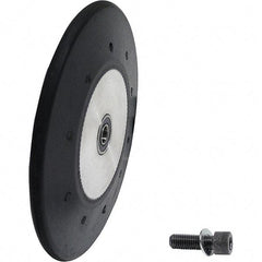 Dynabrade - 4" Diam x 1/2" Wide Contact Wheel Assembly - 1/4" Arbor Hole, Radiused, 70 Duro Rubber Face - Makers Industrial Supply