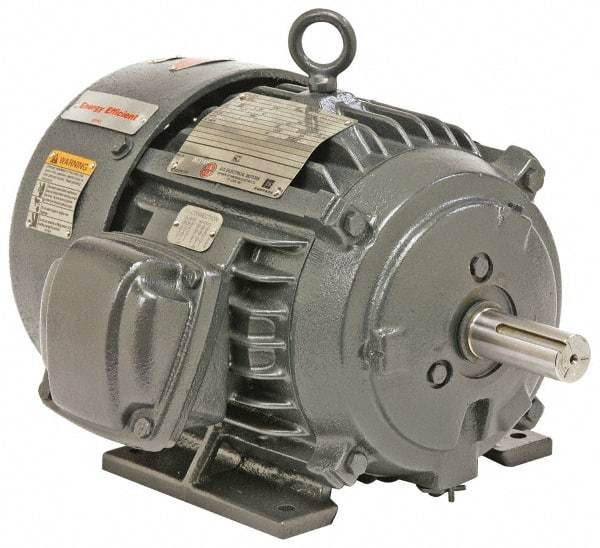 US Motors - 20 hp, TEFC Enclosure, No Thermal Protection, 1,770 RPM, 208-230/460 Volt, 60 Hz, Three Phase Energy Efficient Motor - Size 256 Frame, Rigid Mount, 1 Speed, Ball Bearings, 55-51/25.6 Full Load Amps, F Class Insulation, Reversible - Makers Industrial Supply