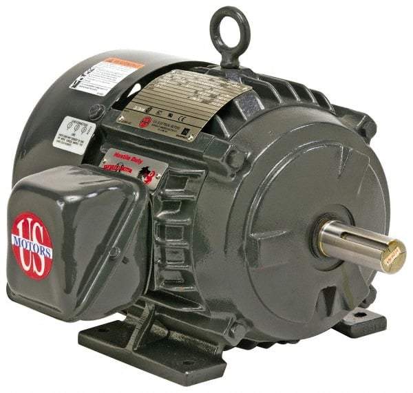 US Motors - 1.5 hp, TEFC Enclosure, No Thermal Protection, 1,175 RPM, 230/460 Volt, 60 Hz, Three Phase Premium Efficient Motor - Size 182 Frame, Rigid Mount, 1 Speed, Ball Bearings, 5/2.5 Full Load Amps, F Class Insulation, Reversible - Makers Industrial Supply