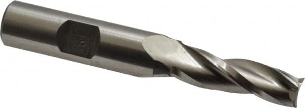 Made in USA - 1° Taper Angle per Side, 3/8" Small End Diam, 1-1/4" LOC, High Speed Steel 3 Flute Tapered Square End Mill - 3-1/4" OAL, 1/2" Shank Diam, Spiral Flute - Makers Industrial Supply