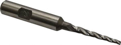 Made in USA - 2° Taper Angle per Side, 3/32" Small End Diam, 1-1/4" LOC, High Speed Steel 3 Flute Tapered Square End Mill - 3-1/4" OAL, 3/8" Shank Diam, Spiral Flute - Makers Industrial Supply