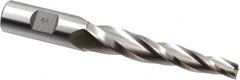 Made in USA - 3° Taper Angle per Side, 3/8" Small End Diam, 3-1/4" LOC, High Speed Steel 3 Flute Tapered Square End Mill - 5-1/2" OAL, 3/4" Shank Diam, Spiral Flute - Makers Industrial Supply