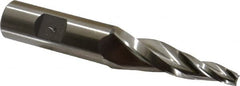 Made in USA - 7° Taper Angle per Side, 1/4" Small End Diam, 2-1/4" LOC, High Speed Steel 3 Flute Tapered Square End Mill - 4-1/2" OAL, 3/4" Shank Diam, Spiral Flute - Makers Industrial Supply