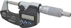 Mitutoyo - 25.4mm Max Measurement, Spherical Face Micrometer - Accuracy Up to 0.0001 Inch, Data Output, 0.0001 Inch Resolution, Electronic Operation, Ratchet Stop Thimble, IP65 Water Resistance Rating, SR44 Battery - Makers Industrial Supply