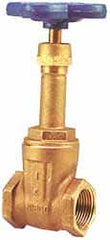 NIBCO - 1-1/2" Pipe, Class 125, Threaded Bronze Solid Wedge Rising Stem Gate Valve - 200 WOG, 125 WSP, Screw-In Bonnet - Makers Industrial Supply