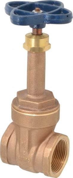 NIBCO - 1-1/4" Pipe, Class 125, Threaded Bronze Solid Wedge Rising Stem Gate Valve - 200 WOG, 125 WSP, Screw-In Bonnet - Makers Industrial Supply