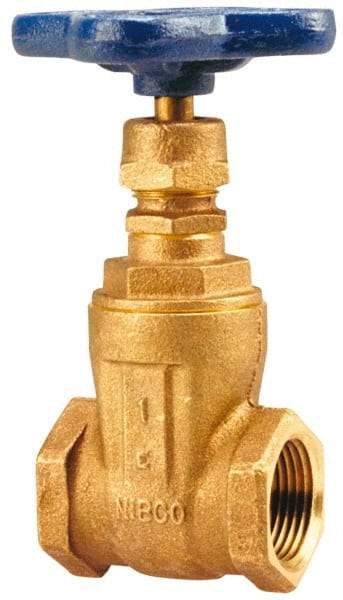 NIBCO - 3/8" Pipe, Class 125, Threaded Bronze Solid Wedge Stem Gate Valve with Bronze Handwheel - 200 WOG, 125 WSP, Screw-In Bonnet - Makers Industrial Supply