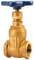 NIBCO - 1-1/2" Pipe, Class 125, Threaded Bronze Solid Wedge Stem Gate Valve with Hose Cap & Chain - 200 WOG, 125 WSP, Screw-In Bonnet - Makers Industrial Supply