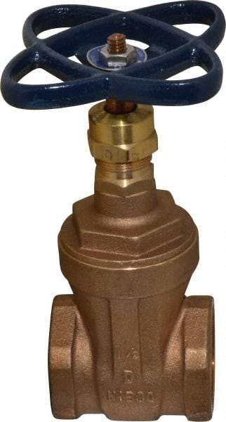 NIBCO - 1-1/2" Pipe, Class 125, Threaded Bronze Solid Wedge Stem Gate Valve - 200 WOG, 125 WSP, Screw-In Bonnet - Makers Industrial Supply