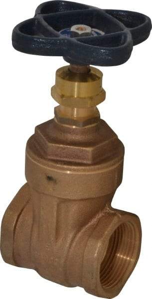 NIBCO - 1-1/4" Pipe, Class 125, Threaded Bronze Solid Wedge Stem Gate Valve - 200 WOG, 125 WSP, Screw-In Bonnet - Makers Industrial Supply