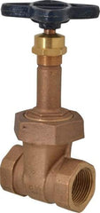 NIBCO - 1" Pipe, Class 125, Threaded Bronze Solid Wedge Rising Stem Gate Valve - 200 WOG, 125 WSP, Union Bonnet - Makers Industrial Supply