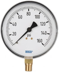 Wika - 4" Dial, 1/4 Thread, 0-160 Scale Range, Pressure Gauge - Lower Connection Mount, Accurate to 3-2-3% of Scale - Makers Industrial Supply