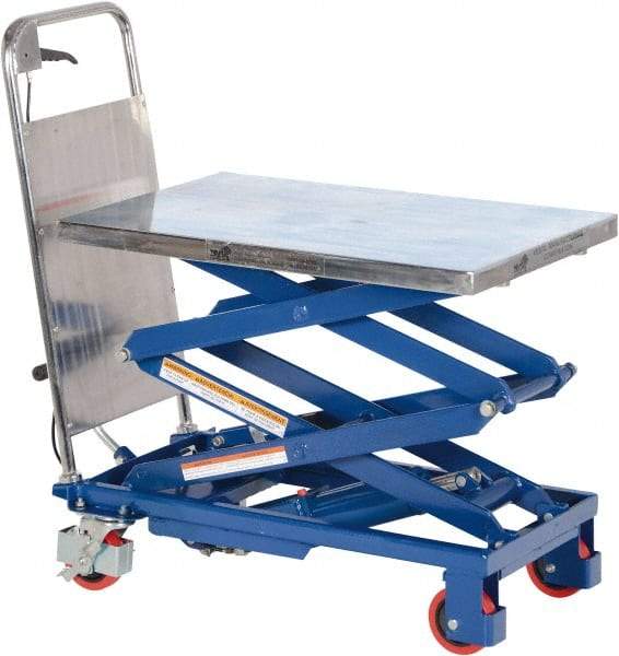 Vestil - 220 Lb Capacity Manual Scissor Elevating Cart - 10" to 51" Lift Height, 27-1/2" Platform Length x 17-1/2" Platform Width - Makers Industrial Supply