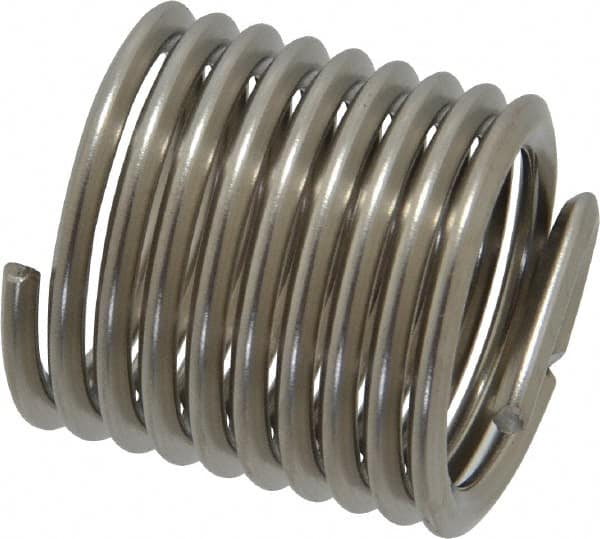 Recoil - 3/4-10 UNC, 1-1/8" OAL, Free Running Helical Insert - 9-3/8 Free Coils, Tanged, Stainless Steel, Bright Finish, 1-1/2D Insert Length - Makers Industrial Supply