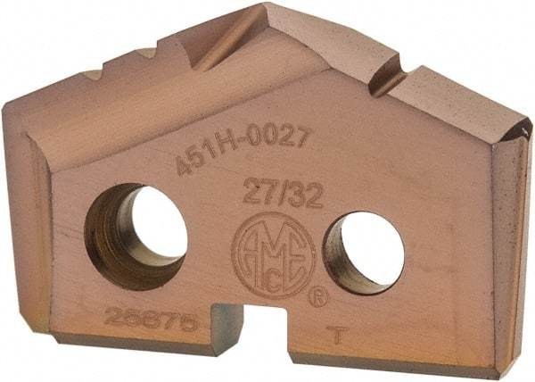 Allied Machine and Engineering - 27/32" Diam x 5/32" Thick, Seat Code 1, 132° Included Angle Spade Drill Insert - AM200 Coated, Cobalt, Series GEN2 T-A - Makers Industrial Supply