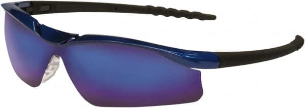 MCR Safety - Blue Mirror Lenses, Framed Safety Glasses - Scratch Resistant, Size Universal, Wrap Around - Makers Industrial Supply