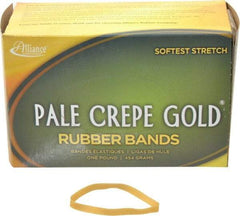 Alliance - 4 Inch Circumference, 1/4 Inch Wide, Pale Crepe Gold Rubber Band Strapping - 490 Pieces - Makers Industrial Supply