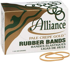 Alliance - 4 Inch Circumference, 1/8 Inch Wide, Pale Crepe Gold Rubber Band Strapping - 970 Pieces - Makers Industrial Supply