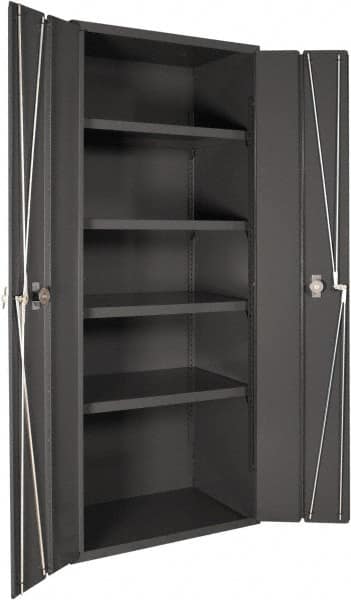 Durham - 4 Shelf Locking Storage Cabinet - Steel, 36" Wide x 24" Deep x 84" High, Gray - Makers Industrial Supply