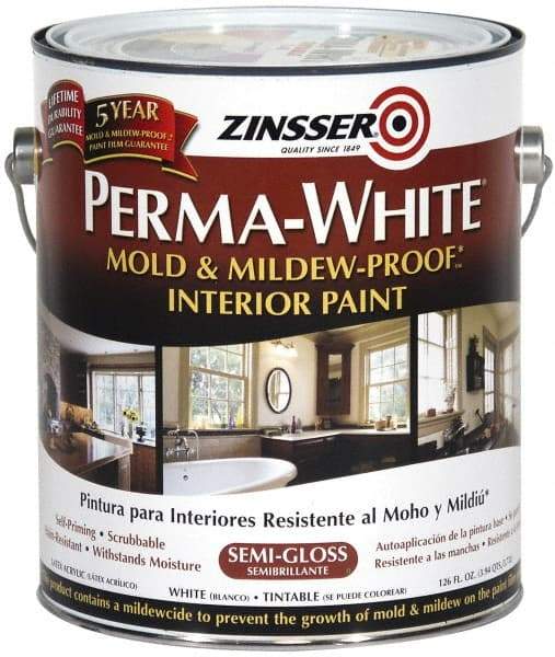 Zinsser - 1 Gal White Semi Gloss Finish Latex Paint - 400 Sq Ft per Gal, Interior/Exterior, <50 gL VOC Compliance - Makers Industrial Supply