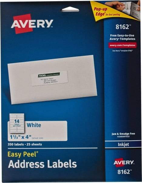 AVERY - 4" Long, White Paper Shipping Label - For Inkjet Printers - Makers Industrial Supply