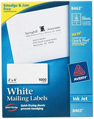 AVERY - 2" Wide x 4" Long, White Paper Shipping Label - For Inkjet Printers - Makers Industrial Supply