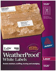 AVERY - 1" Wide x 2-5/8" Long, White Polyester Shipping Label - For Laser Printers - Makers Industrial Supply