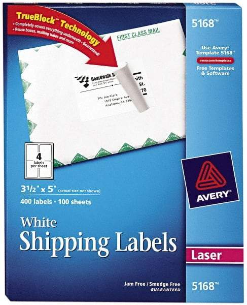 AVERY - 5" Long, White Paper Shipping Label - For Laser Printers - Makers Industrial Supply