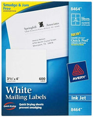 AVERY - 3.33" Wide x 4" Long, White Paper Shipping Label - For Inkjet Printers - Makers Industrial Supply