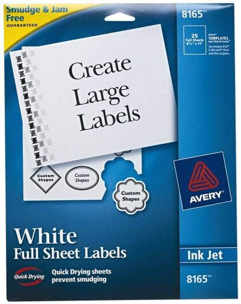 AVERY - 11" Long, White Paper Shipping Label - For Inkjet Printers - Makers Industrial Supply