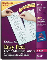 AVERY - 2" Wide x 4" Long, Clear Shipping Label - For Laser Printers - Makers Industrial Supply