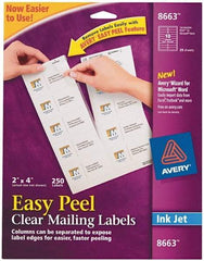 AVERY - 2" Wide x 4" Long, Clear Shipping Label - For Inkjet Printers - Makers Industrial Supply