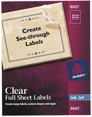 AVERY - 11" Long, Clear Shipping Label - For Inkjet Printers - Makers Industrial Supply