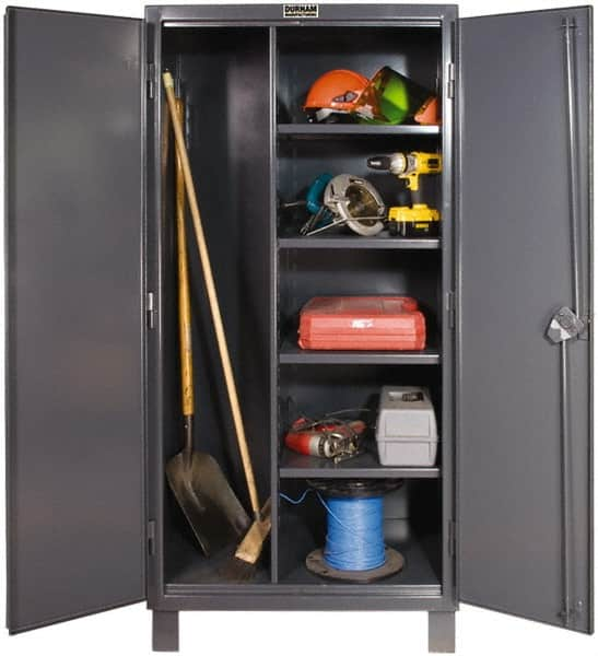 Durham - 4 Shelf Combination Storage Cabinet - Steel, 48" Wide x 24" Deep x 78" High, Gray - Makers Industrial Supply