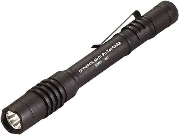 Streamlight - White LED Bulb, 130 Lumens, Industrial/Tactical Flashlight - Black Aluminum Body, 2 AAA Alkaline Batteries Included - Makers Industrial Supply