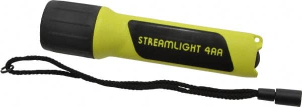 Streamlight - Xenon Bulb, 34 Lumens, Industrial/Tactical Flashlight - Black, Yellow Plastic Body, 4 AA Alkaline Batteries Included - Makers Industrial Supply