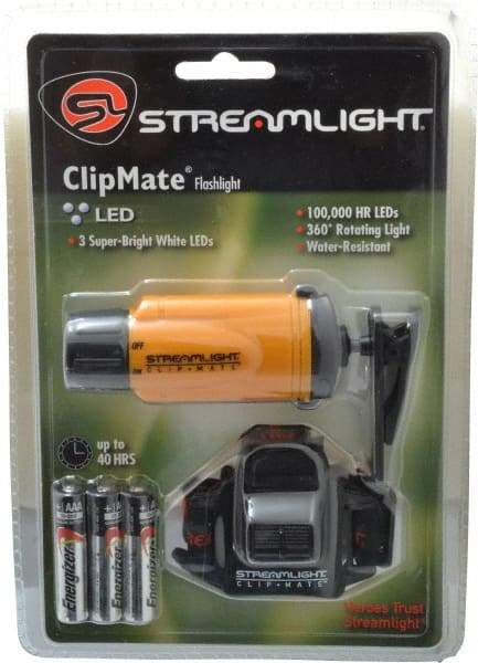 Streamlight - Green, White LED Bulb, 27 Lumens, Hands-free Flashlight - Yellow Plastic Body, 3 AAA Alkaline Batteries Included - Makers Industrial Supply