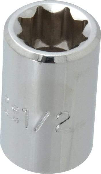 Proto - 1/2", 1/2" Drive, Standard Hand Socket - 8 Points, 1-7/16" OAL, Alloy Steel, Chrome Finish - Makers Industrial Supply