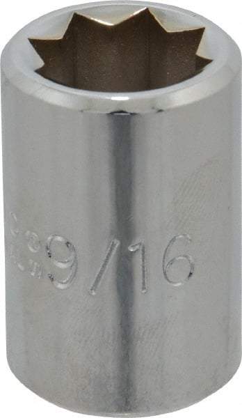 Proto - 9/16", 1/2" Drive, Standard Hand Socket - 8 Points, 1-1/2" OAL, Alloy Steel, Chrome Finish - Makers Industrial Supply