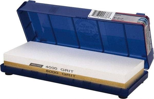 Norton - 8" Long x 3" Wide x 1" Thick, Sharpening Stone - Rectangle, 4000/8000 Grit, Ultra Fine Grade - Makers Industrial Supply