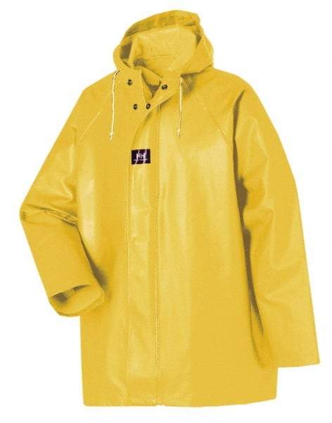 Helly Hansen - Size S, Yellow, Rain Jacket - 34-36" Chest, Attached Hood - Makers Industrial Supply