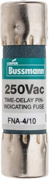 Cooper Bussmann - 250 VAC, 0.4 Amp, Time Delay Pin Indicator Fuse - Fuse Holder Mount, 1-1/2" OAL, 10 at 125 V kA Rating, 13/32" Diam - Makers Industrial Supply