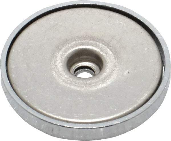 Mag-Mate - 1.24" Diam, 3/16" Cup Height, 3/16" Overall Height, 35 Lb Average Pull Force, 35 Lb Max Pull Force, Neodymium Rare Earth Cup Magnet - Through Hole Style, 1/8" Cup ID, 1/4" Magnet ID, Galvanized - Makers Industrial Supply