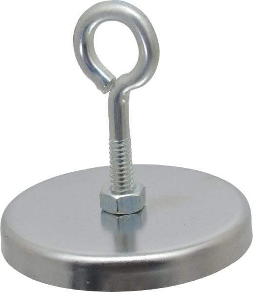 Mag-Mate - 41 Lb Max Pull Force, 3/8" Overall Height, 2.63" Diam, Ceramic Cup Magnet - Loop Style, Chrome Plated - Makers Industrial Supply