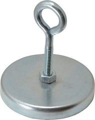 Mag-Mate - 2.63" Diam, 3/8" Cup Height, 2-1/4" Overall Height, 100 Lb Average Pull Force, 100 Lb Max Pull Force, Neodymium Rare Earth Cup Magnet - Loop Style, 1/2" Loop ID, Galvanized - Makers Industrial Supply