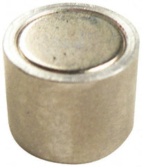 Mag-Mate - 6-32 Thread, 1/4" Diam, 1/2" High, 0.13 Lb Average Pull Force, Neodymium Rare Earth Pot Magnet - 1/4" Tapped Hole Depth, Nickel Plated, Aluminum Insulated - Makers Industrial Supply