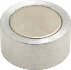 Mag-Mate - 1/4-20 Thread, 1" Diam, 1/2" High, 3.75 Lb Average Pull Force, Neodymium Rare Earth Pot Magnet - 1/4" Tapped Hole Depth, Nickel Plated, Aluminum Insulated - Makers Industrial Supply