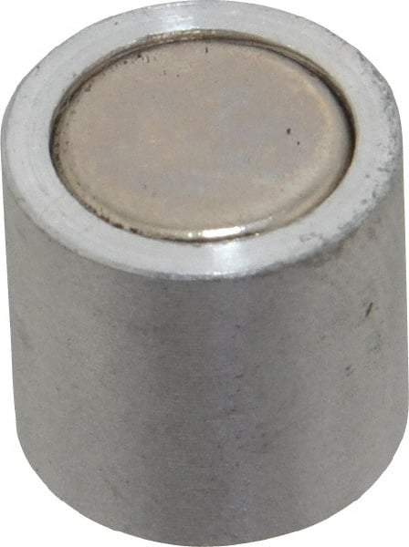 Mag-Mate - 10-24 Thread, 1/2" Diam, 1/2" High, 1.33 Lb Average Pull Force, Neodymium Rare Earth Pot Magnet - 1/4" Tapped Hole Depth, Nickel Plated, Aluminum Insulated - Makers Industrial Supply