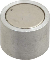 Mag-Mate - 10-24 Thread, 5/8" Diam, 1/2" High, 2.18 Lb Average Pull Force, Neodymium Rare Earth Pot Magnet - 1/4" Tapped Hole Depth, Nickel Plated, Aluminum Insulated - Makers Industrial Supply