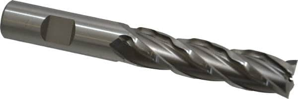 Weldon - 5/8" Diam, 2-1/2" LOC, 4 Flute High Speed Steel Roughing & Finishing Square End Mill - Uncoated, 4-5/8" OAL, 5/8" Shank Diam, Weldon Shank, 30° Helix, Non-Centercutting - Makers Industrial Supply